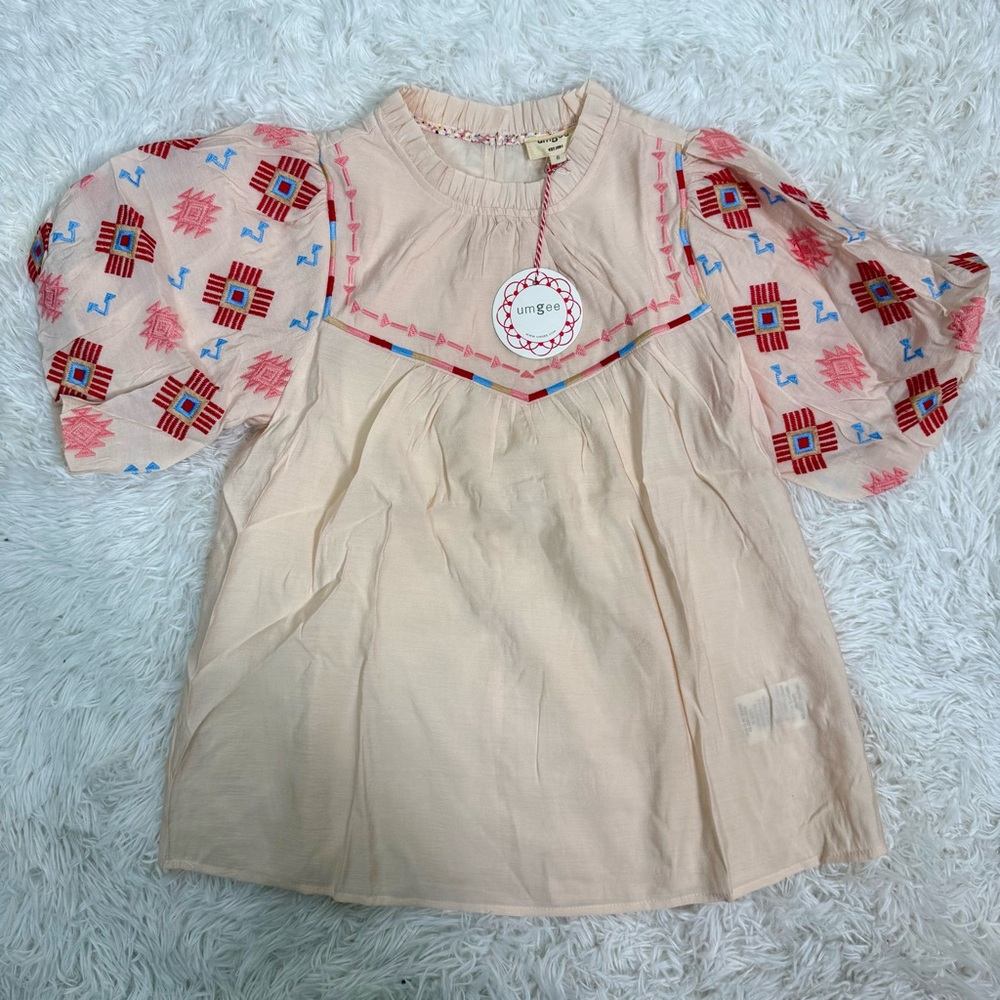 Umgee Embroidered Bubble Sleeve Boho Blouse NWT - Picture 8 of 8
